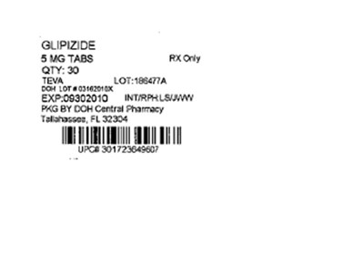 Glipizide Tablets 5 mg 30s Label (Glipizide 5mg(teva))